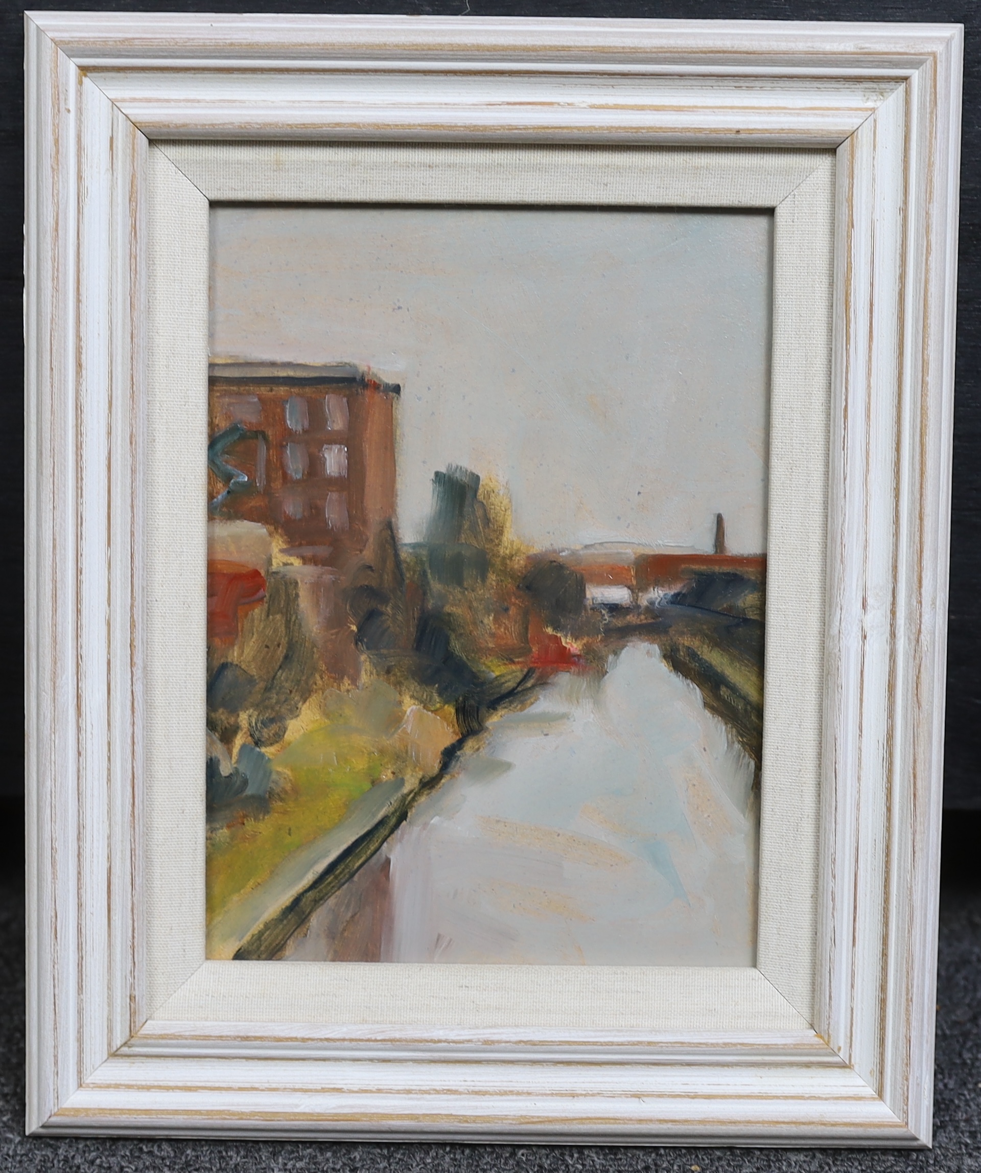 John Pegg (b.1949), oil on board, Riverscape, inscribed by the artist verso, 20 x 15cm